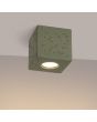Brandende Sollux Quad olijf groen vierkante plafondlamp van 10cm in doorsnede met een GU10 lampje