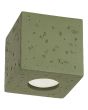 Sollux Quad olijf groen vierkante plafondlamp van 10cm in doorsnede met een GU10 lampje
