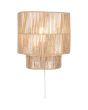 Brandende Casalum Satna wandlamp van 24cm breed gemaakt van papiergaren met snoer naar een stopcontact