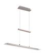 Trio Milos stalen hanglamp van 80 cm lang met trekpendel en glazen plaat