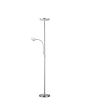 Trio Ackbar staalkleurige uplighter van 182,5 cm hoog met leeslamp en kantelbare uplighter