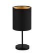 Trio Jerry R50491080 tafellampje met zwarte lampvoet en zwart cilindervormig lampenkapje van textiel