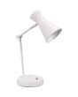 Trio Enzo R50781031 mat witte tafellamp met scharnierende arm en metalen spot