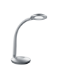 Trio Cobra R52721187 zilvergrijs bureaulampje met flexibele hals en platte ronde kop met LED unit
