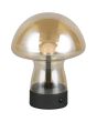 Reality Dooley R54981113 amber glazen oplaadbare tafellamp in paddenstoel vorm op batterijen