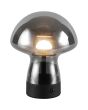 Reality Dooley R54981154 brandend rookglazen oplaadbare tafellamp in paddenstoel vorm op batterijen