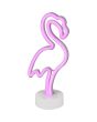 Trio Flamingo R55240101 kinderlamp op batterijen met witte voet en roze brandende LED buis als flamingo gevormd