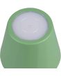 Reality Diaz R55961149 detailfoto van de schakelaar midden op de kap van de pistache groene oplaadbare tafellamp voor buiten met licht venster naar boven en beneden