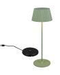 Reality Suarez R57706149 groen oplaadbare tafellamp met geribbelde metalen kap en zwart dockingstation