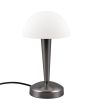 Trio Canaria R59561120 zwartchroom kleurig tafellampje met half ronde kap van geveegd wit glas