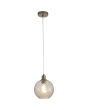 Searchlight Radiance 44520CP brandende goudkleurige hanglamp met gedraaid geribbeld champagnekleurig glazen kap
