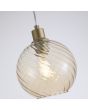 Searchlight Radiance 44520CP detailfoto van de kap van de goudkleurige hanglamp met gedraaid geribbeld champagnekleurig glazen kap