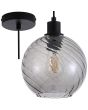 Searchlight Radiance 44520SM zwarte hanglamp met gedraaid geribbeld rookglazen kap