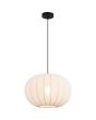 Searchlight Radiant 52850BK brandende hanglamp met zwarte pendel en wit ovalen kap van zachte stof met een diameter van 38cm