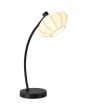 Searchlight Radiant EU52852BK brandende zwarte tafellamp met gebogen arm en wit ovaal kapje van zachte stof