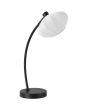Searchlight Radiant EU52852BK zwarte tafellamp met gebogen arm en wit ovaal kapje van zachte stof