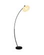 Searchlight Radiant EU52853BK brandende zwarte vloerlamp van 156cm hoog met gebogen arm en wit ovalen kap van zachte stof
