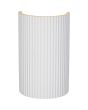 Bovenaanzicht brandende Trio Sepanta overschilderbare 22cm hoge geribbelde wandlamp van gips met lichtopening naar boven en beneden