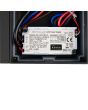 Detailfoto van de instellingsschuifjes op de LED power supply van de Trio Ravi antraciet grijze paallamp met bewegingsmelder van 100 cm hoog geschikt voor kustgebieden met een LED paneel naar beneden gericht