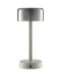 Brilliant Razor beige oplaadbare tafellamp van 26 cm hoog met rond rookglazen kap van 12 cm in diameter