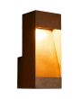 Konststmide Rho roestbruine rechthoekige wandlamp van 28 cm hoog met geintegreerde LED met lichtbundel langs een metalen plaat