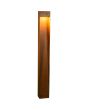 Konststmide Rho roestbruine rechthoekige paallamp van 100 cm hoog met geintegreerde LED met lichtbundel langs een metalen plaat