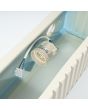 Binnenzijde Sollux Rigata wit geribbelde up en down wandlamp van keramiek van 34 cm breed en 12 cm diep