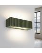 Brandende Sollux Rigata olijf groen geribbelde up en down wandlamp van keramiek van 34 cm breed en 12 cm diep