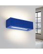 Brandende Sollux Rigata marine blauw geribbelde up en down wandlamp van keramiek van 34 cm breed en 12 cm diep