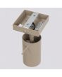 achteraanzicht taupe kleurig metalen spotje met een uitval van 16 cm en een staafje om het spotje te richten