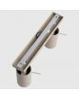 achteraanzicht taupe kleurig metalen dubbele plafondspot van 30 cm breed