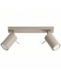 taupe kleurig metalen dubbele plafondspot van 30 cm breed