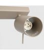 binnenzijde met fitting van een spotje van de taupe kleurig metalen plafondspot van 45 cm breed met drie spotjes