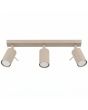 taupe kleurig metalen plafondspot van 45 cm breed met drie spotjes