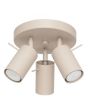 taupe kleurig rond metalen plafondspot met een diameter van 26 cm en drie spotjes