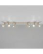 brandende taupe kleurige metalen plafondspot van 118 cm lang met zes spotjes