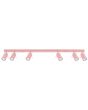 roze metalen plafondspot met rechthoekige plafondplaat van 118 cm in lengte en met zes met staaf richtbare spotjes