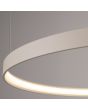 Detailfoto van een brandende LED ring van de Hanglamp Rio beige cirkelvormige hanglamp met drie ringen met een diameter van 55, 78 en 110 cm en geïntegreerde LED aan de binnenzijde van de ring