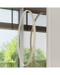 Sfeerfoto van Hanglamp Rio beige cirkelvormige spiegellamp met een diameter van 110 cm en geïntegreerde LED aan de binnenzijde van de ring voor een spiegel en een raam