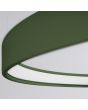 Detailfoto van de LED ring van de olijfgroene cirkelvormige hanglamp Rio met een diameter van 110 cm en een LED ring aan de binnenzijde