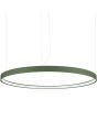 Olijfgroene cirkelvormige hanglamp Rio met een diameter van 110 cm en een LED ring aan de binnenzijde
