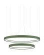 Olijfgroene cirkelvormige hanglamp Rio met twee ringen met een diameter van 55 en 78 cm met elk een LED ring aan de binnenzijde