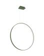 Olijfgroene ringvormige hangende spiegellamp Rio met een diameter van 78 cm met een LED ring aan de binnenzijde