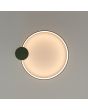 Lichtbeeld van een olijfgroene ringvormige plafondlamp Rio met een diameter van 55 cm met een LED ring aan de binnenzijde