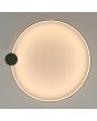 Lichtbeeld van de olijfgroene ringvormige plafondlamp Rio met een diameter van 110 cm met een LED ring aan de binnenzijde
