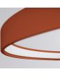 Detailfoto van een LED ring van de okerrode ringvormige hanglamp Rio met een diameter van 55 cm met een LED ring aan de binnenzijde