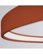 Detailfoto van de LED ring van de okerrode ringvormige hanglamp Rio met een diameter van 110 cm met een LED ring aan de binnenzijde