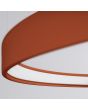 Detailfoto van de LED ring van de okerrode ringvormige hanglamp Rio met twee ringen met een diameter van 55 en 78 cm met een LED ring aan de binnenzijde