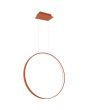 Okerrode ringvormige hangende spiegellamp Rio met een diameter van 55 cm met een LED ring aan de binnenzijde