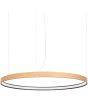 Eikenhouten cirkelvormige hanglamp met een diameter van 79 cm met LED aan de binnenzijde